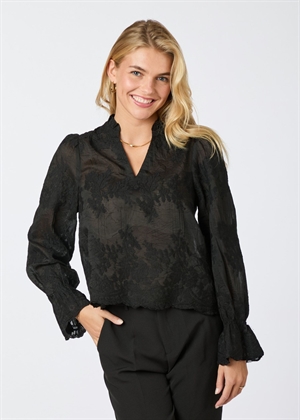 Amara big embroidery bluse Black Neo Noir 